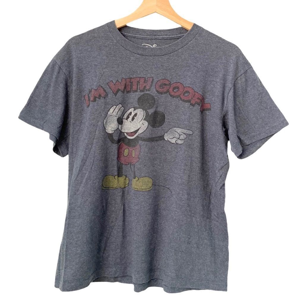Disney I'm with Goofy Navy Blue Graphic Tee in Size Junior Large